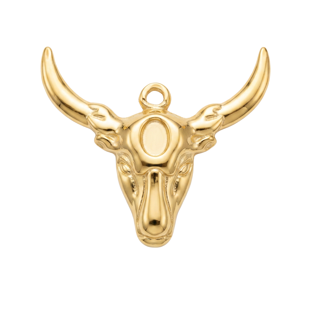 Gold Cowboy Bull charm