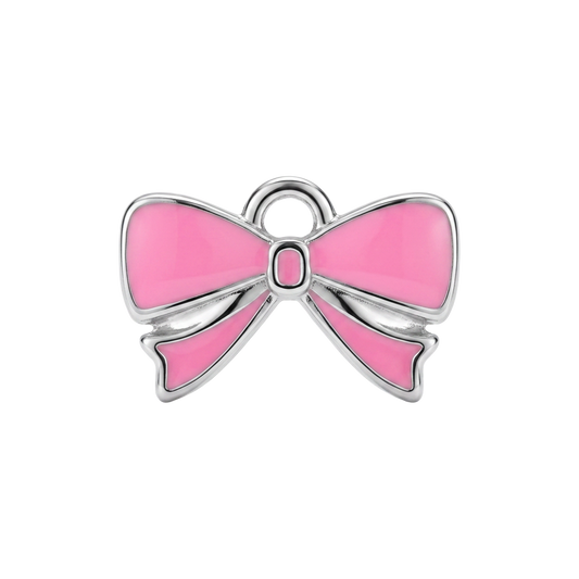 Pink Silver Bow charm