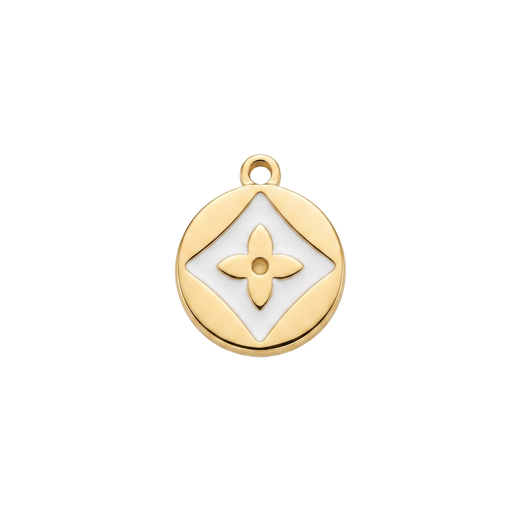 Monogram flower motif charm