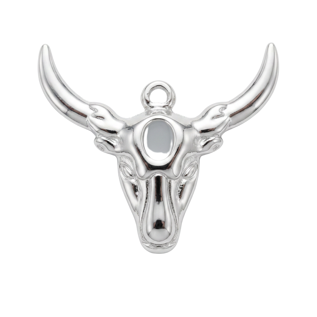 Silver Cowboy Bull charm