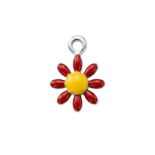 Red Silver Daisy charm