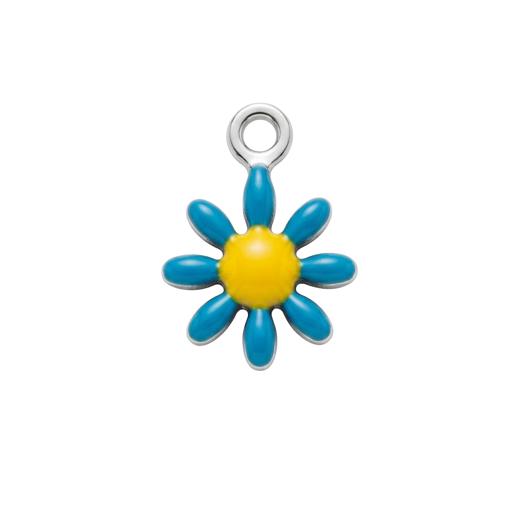 Blue Silver Daisy charm