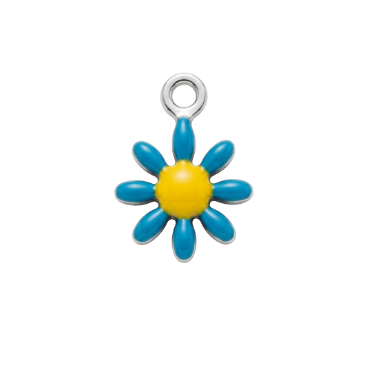 Blue Silver Daisy charm