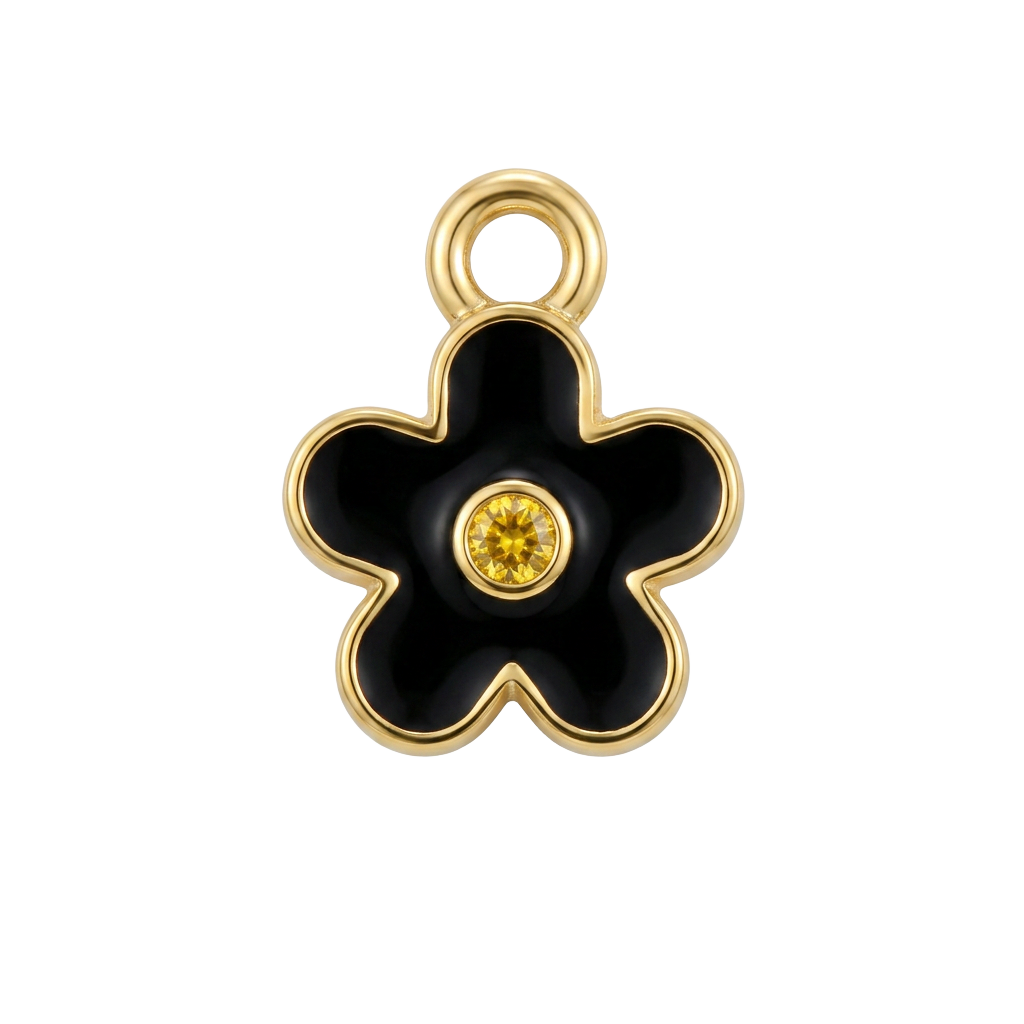 Black Flower charm
