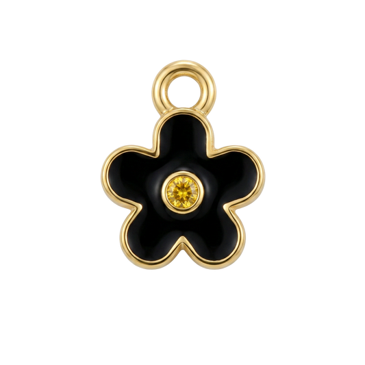 Black Flower charm