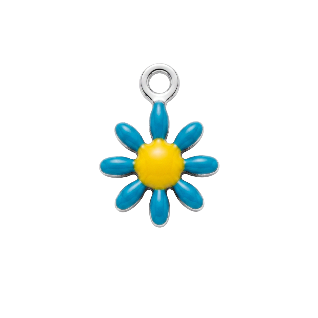 Blue Silver Daisy charm