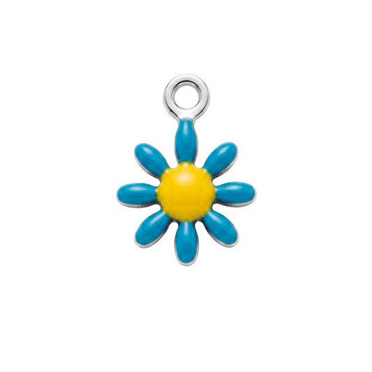 Blue Silver Daisy charm