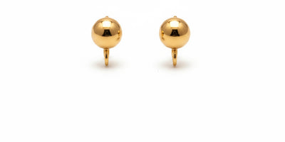 Large Stainless Steel Gold Stud Earrings Pair