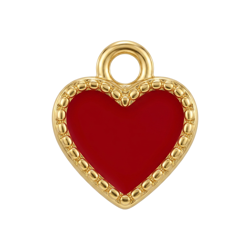 Red Gold Heart charm