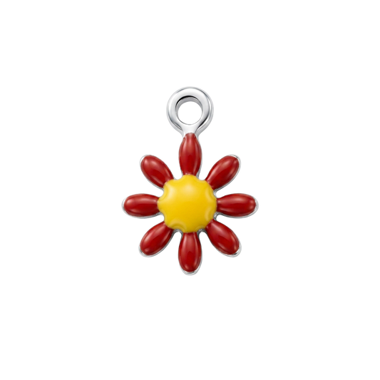 Red Silver Daisy charm