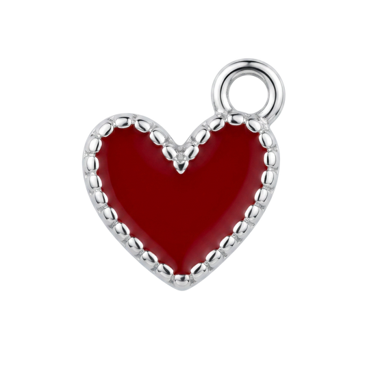 Red Silver Heart charm