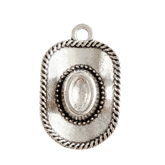 Silver Cowboy Hat charm