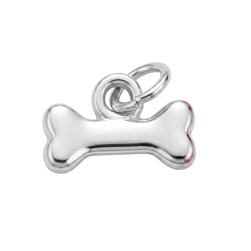 Silver Top Dog Bone charm
