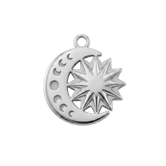 Silver Moon and Stars charm