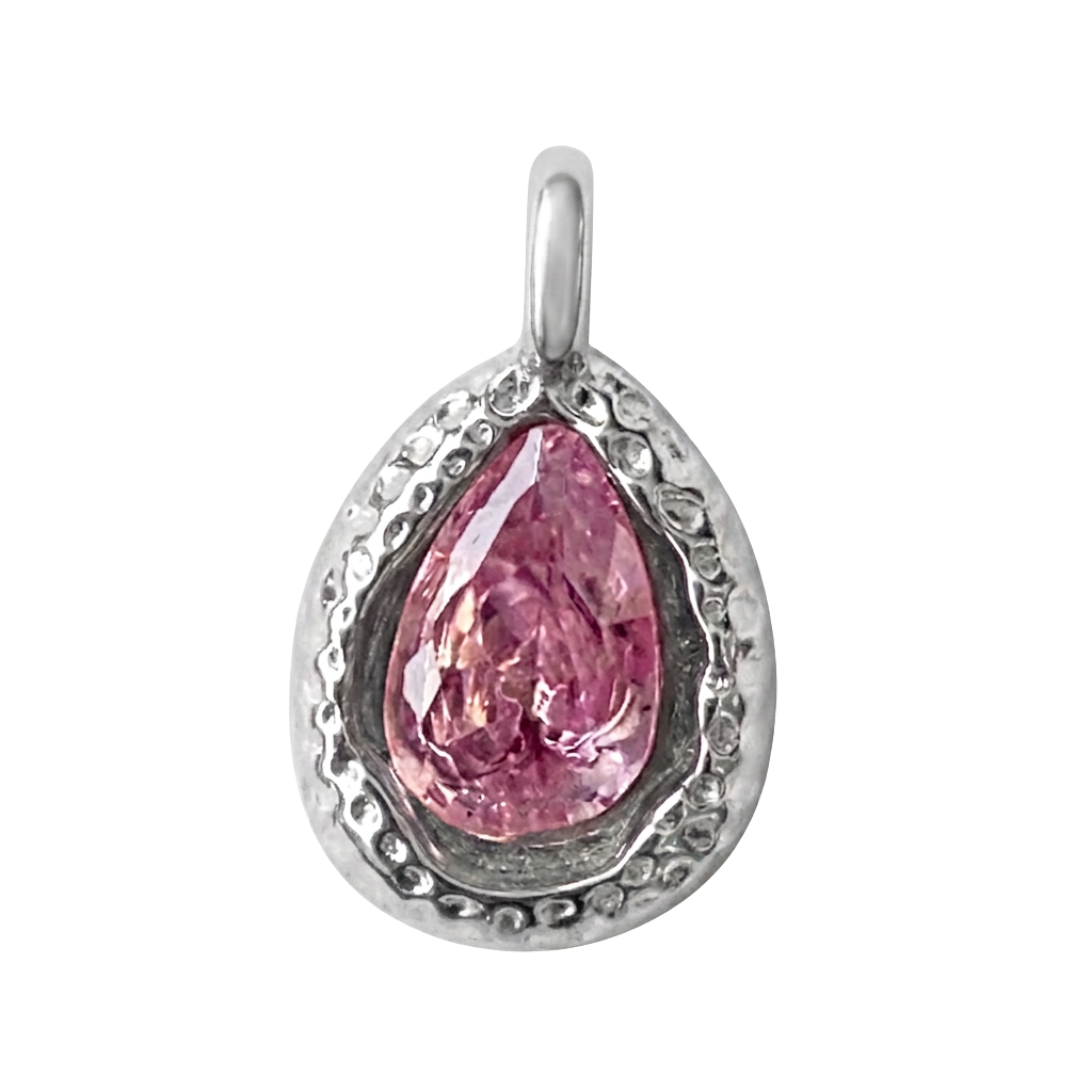 Silver Pink Drop charm
