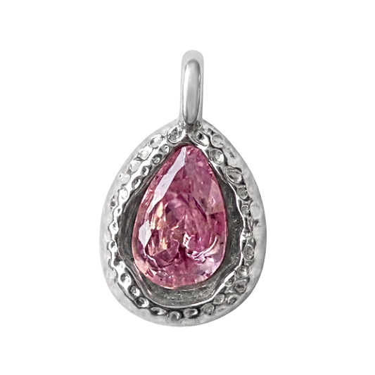 Silver Pink Drop charm